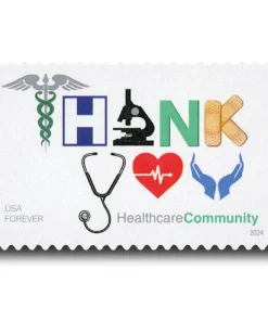 Thank You Healthcare Community Stamps 2024 First-Class Postage USPS Forever Stamps 100pcs/Pack (20PCS/Booklet)